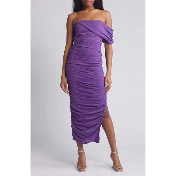 Elliatt Miley Ruched Strapless Dress in Orchid Wedding Guest size XL NWT - Picture 4 of 10